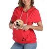 Women's fashionable loose large pocket pocket summer short-sleeved hooded T-shirt