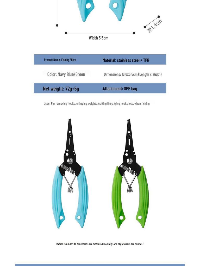Multifunctional Stainless Steel Fishing Pliers: Lure, Gripper, and Scissors with Fine Nose
