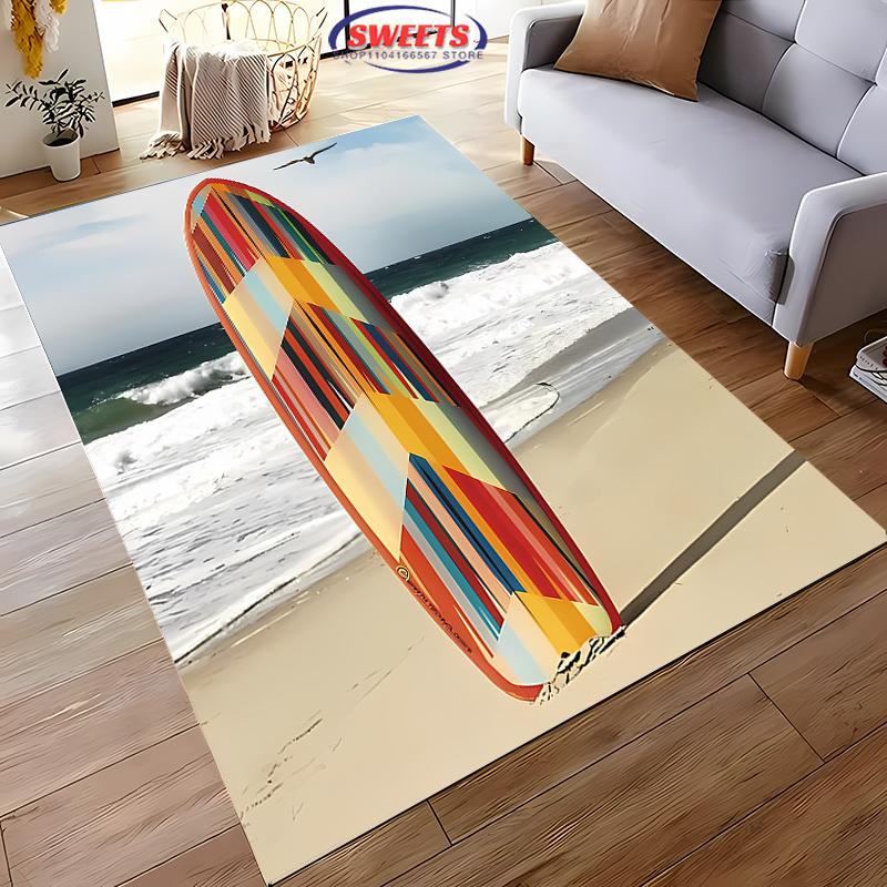Surfboard 3D Printed Carpet Sport Theme Anti Slip Floor Mat for Living Room Bedroom Sofa Decor Rug