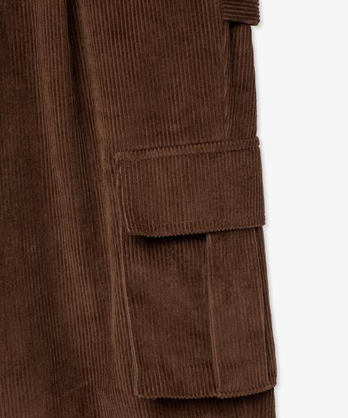 VTWO Corduroy Cargo Carpenter Wide Pants_Brown