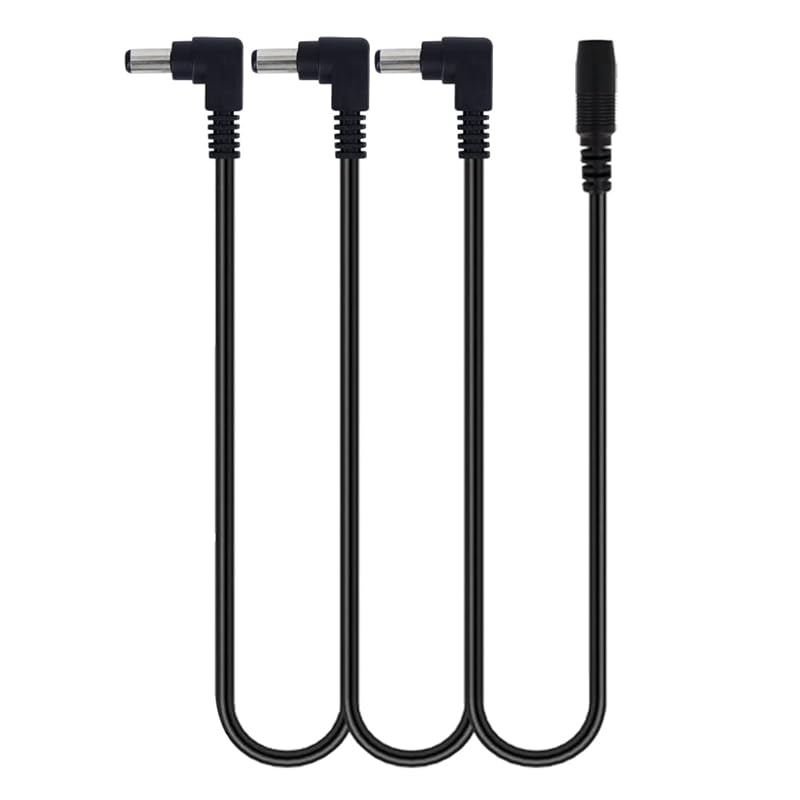 3 Ways Daisy Chain 9V DC Power Cable Right Angle Plug Daisy Chain for Guitar Pedal Power Supply Adapter