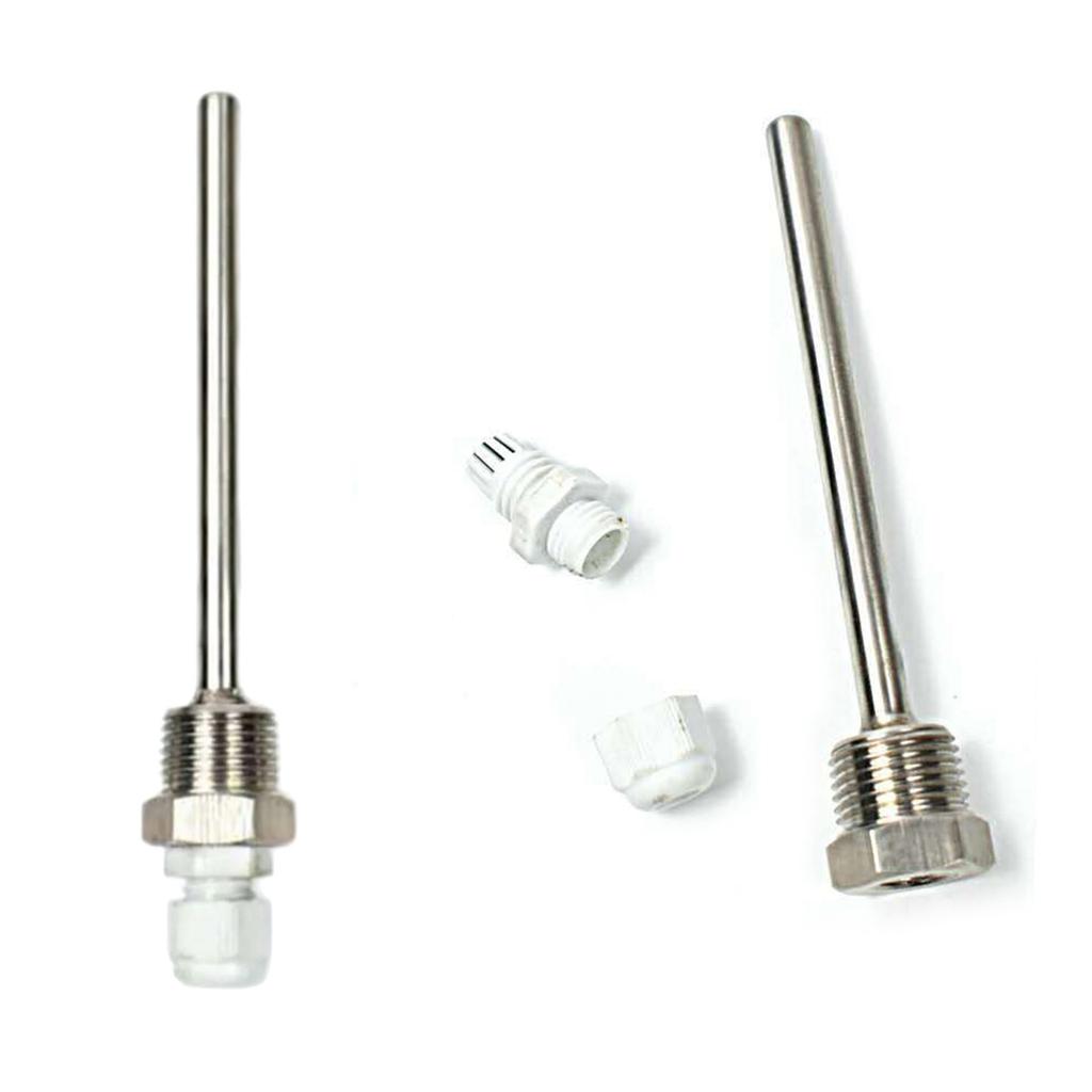 2pcs 50/100/200/300mm Immersion Sleeve Temperature Sensor 1/2in Thread Immersion Sleeve Stainless Steel Shell Blind Tube