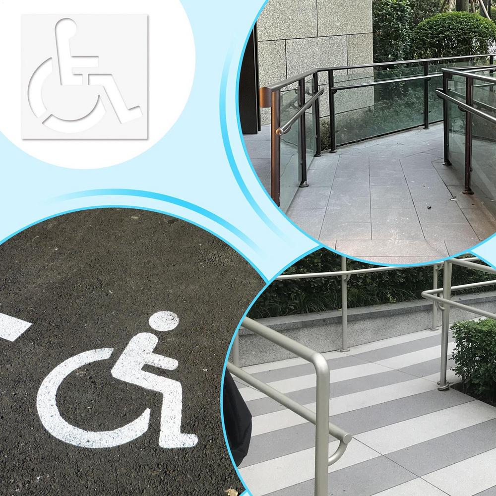 Handicap Parking Stencil Handicap Paint Template Weather-Resistant High-Visibility Pavement Marking Signs For Disabled Road