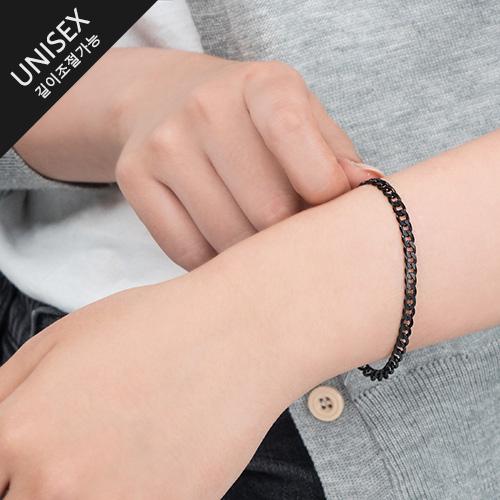 Glory_Arden Surgical Steel Black Flat Chain Bracelet / Ghmb-122