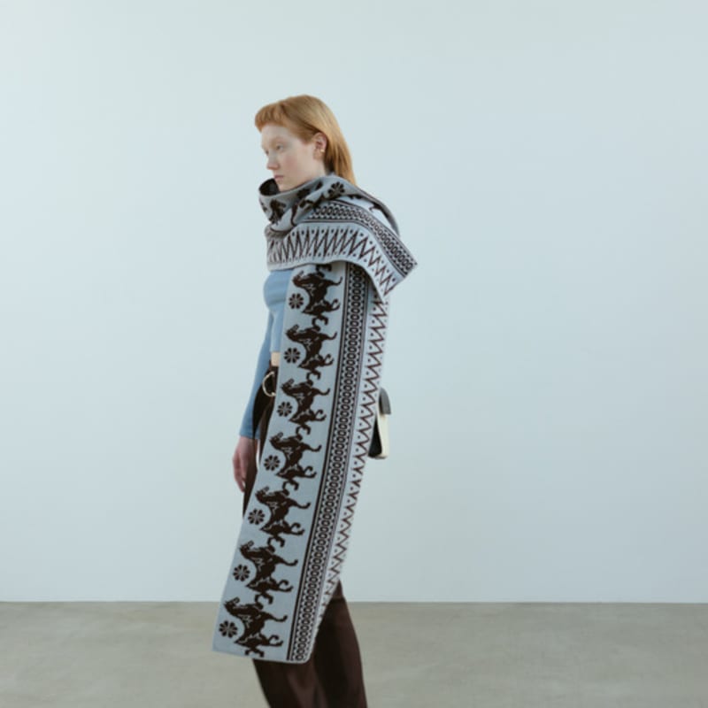 MOONSWARD blue & BROWN CLASSIC PATTERN MUFFLER