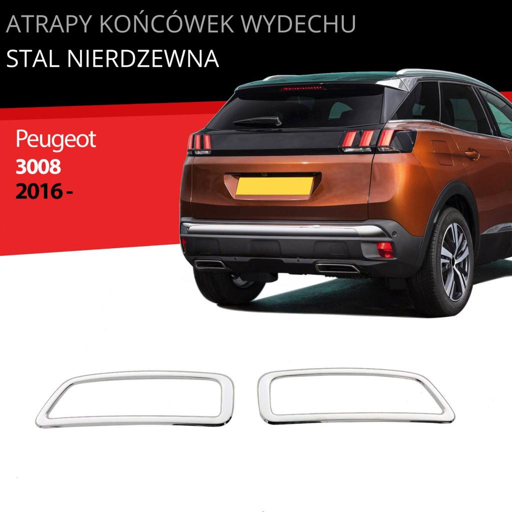 Verchromte Dummy-Auspuffblenden für Peugeot 3008 SUV von 2016 bis 2023