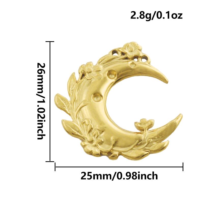5pcs/Lot Different Syle Moon Charms For Jewelry Making Supplies 18k Real Gold Plated Stainless Steel Charm In Bulk Women Pendant