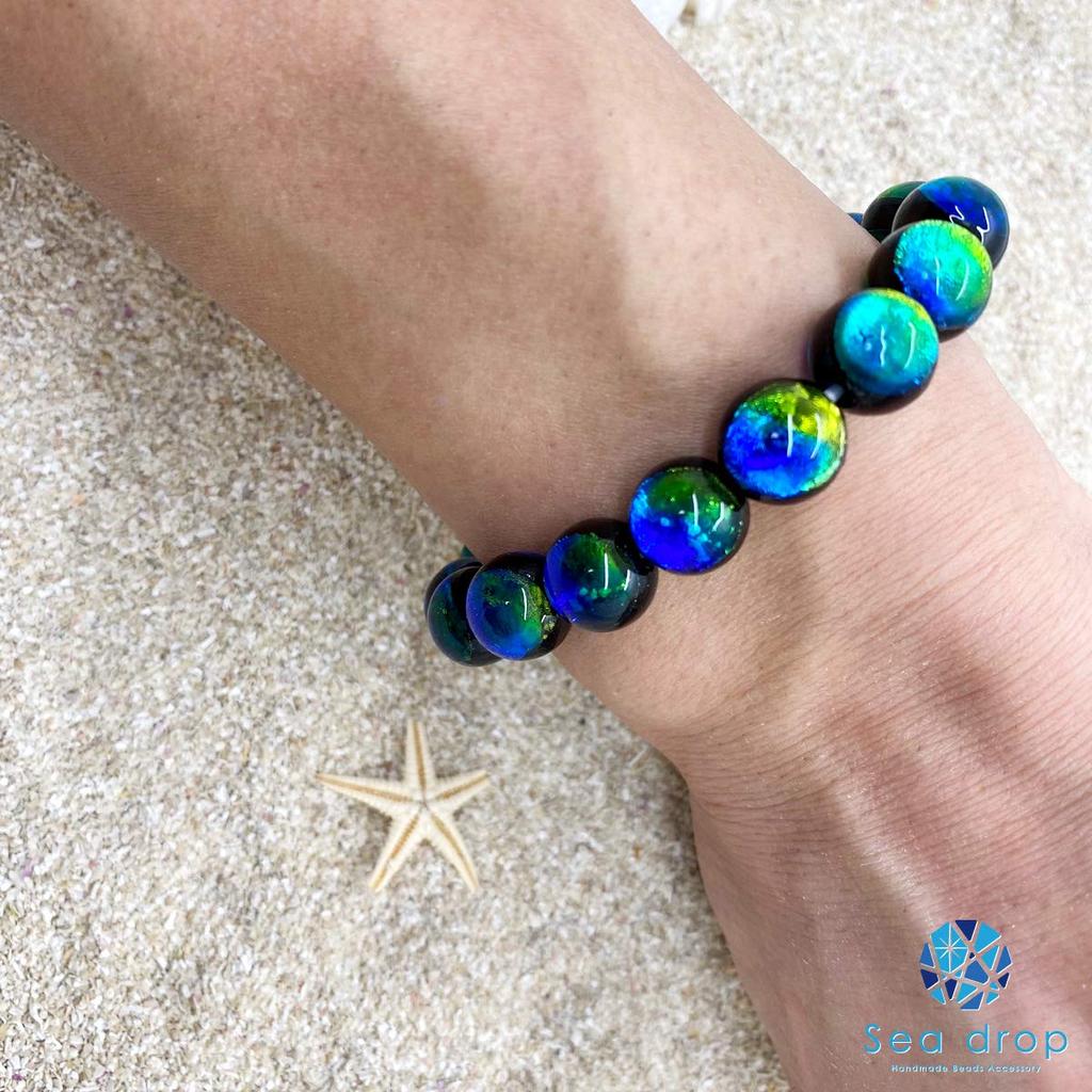 Leuchtendes Glühwürmchen Glas Kerama Marine 12mm Perlenarmband Leuchtender Typ Libellenkugel [Meeres Tropfen] [001bt-12-14]