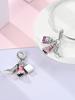 Charms Silber Rosa Schleife Herz Wecker Perlen Charm Kupferbeschichtet Passend für Charms Original Armband Zum Schmuck basteln DIY Charm