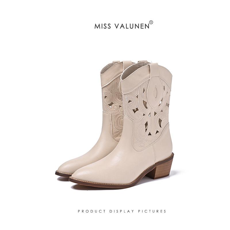 Missvalunen Miss Warren summer new hollow western cowboy boots hollow western short boots