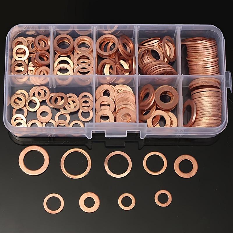 100-Piece Copper Washer Set with Box - Sizes M5 to M14