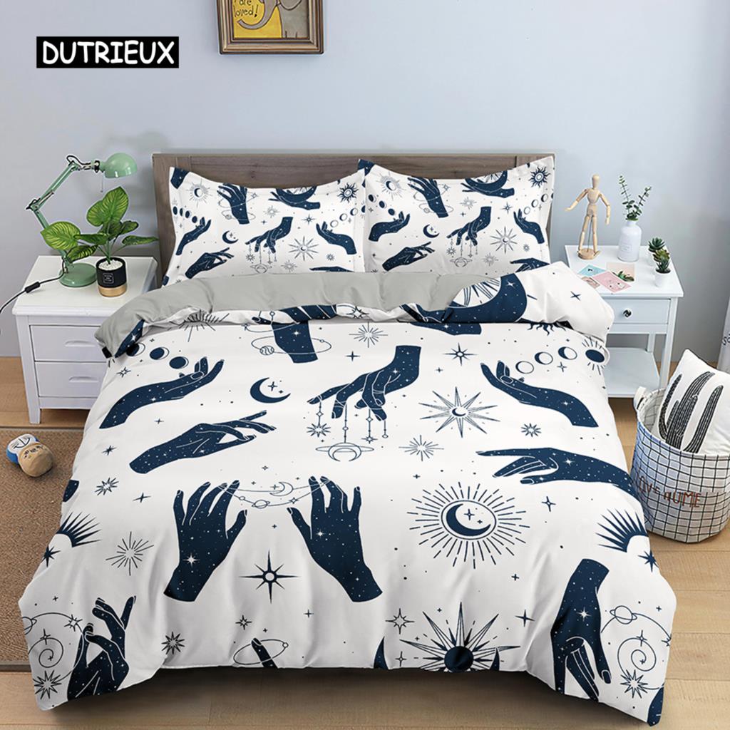 Sun and Moon Duvet Cover Set Tarot Pattern Bedding Set King Size for Bedroom Microfiber Comforter Cover Set for Kids Adults Gift