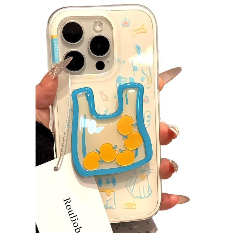 Big Hole Line Kitten Puppy Shaking Mobile Phone Case Bag Holder Double Layer Imd Japanese and Korean Ins Style Creativity