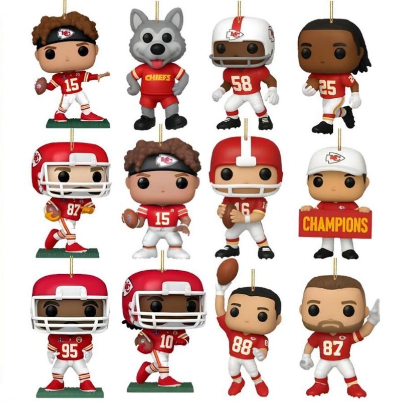 Festival Juldekoration Akryl Fotbollslag Ornament Set Slumpmässig Design Vägg Fönster Hängande