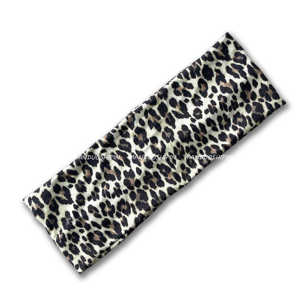Retro Leopard Print Elastic Headband: Fashionable Sweat-Absorbing Accessory for Women