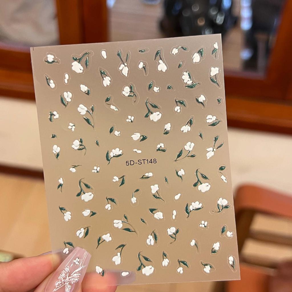 Internet celebrity small fresh 5D nail sticker embossed three-dimensional flower nail sticker 3D small daisy ins nail sticker