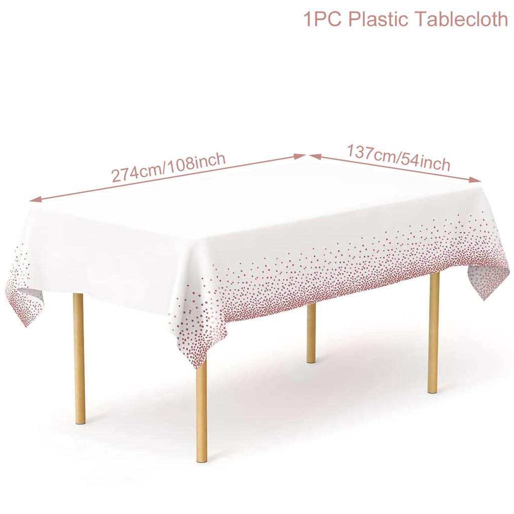 274*137cm Rose Gold Disposable Tablecloth Plastic Dot Table Cloth Cover Kids Adult Birthday Party Decoration Wedding Baby Shower