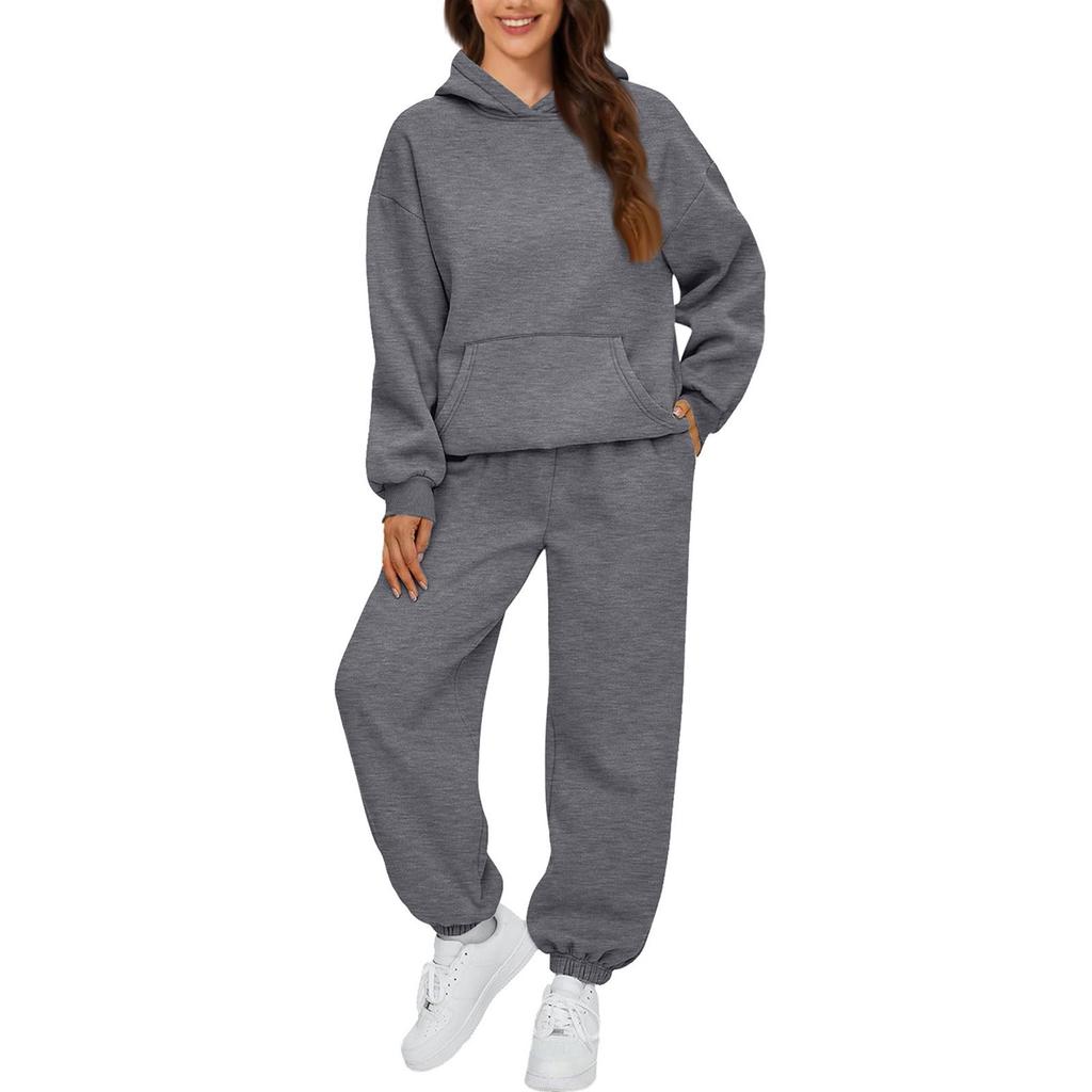 Zweiteilige Damen-Outfits, Kapuzenpullover, Sweatsuit-Sets, übergroßes Sweatshirt, Baggy-Herbstmode-Jogginghose mit Taschen
