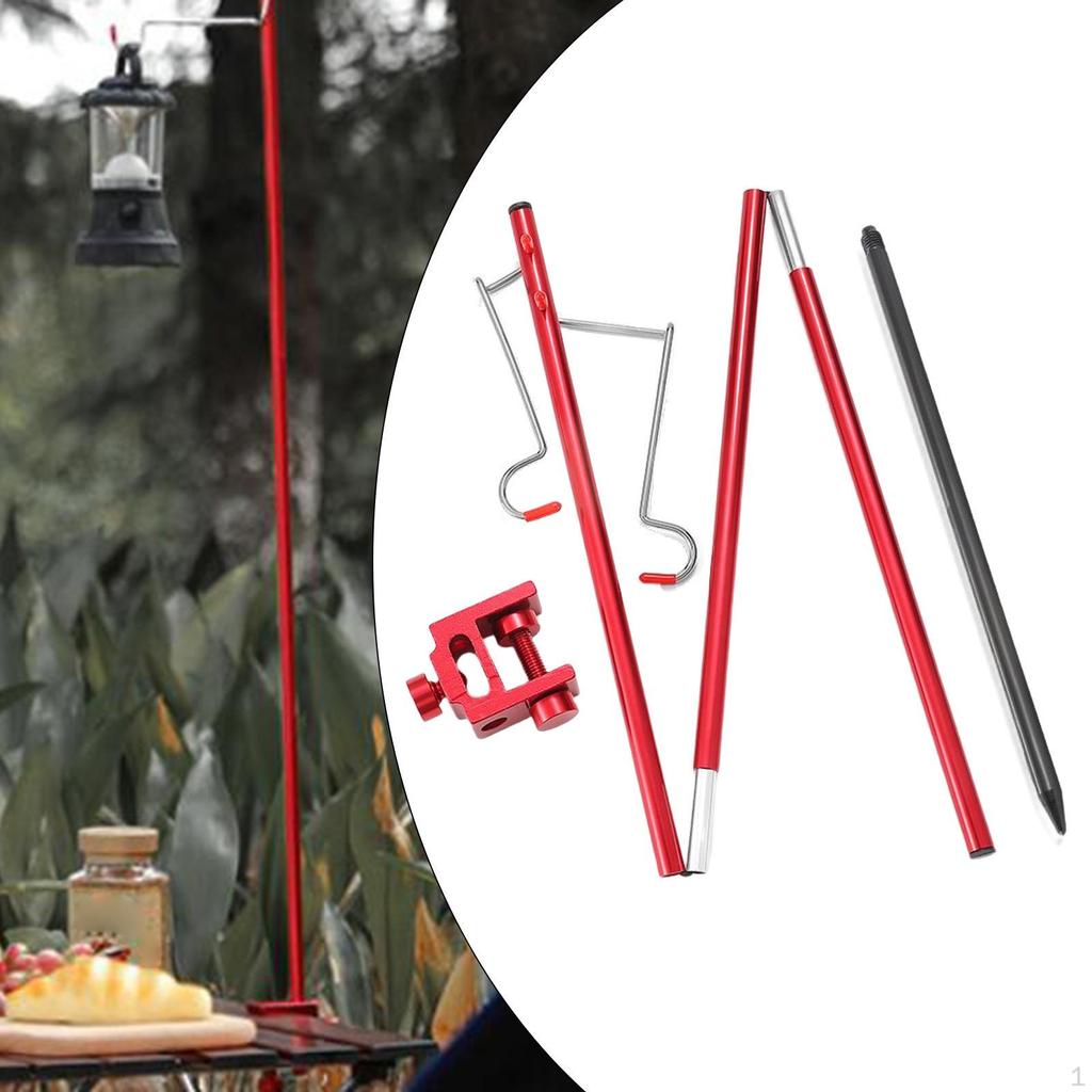 Camping Stand, Aluminum Alloy Lamp Stake and Hook, Adjustable Hanger for Outdoor Picnic, ,