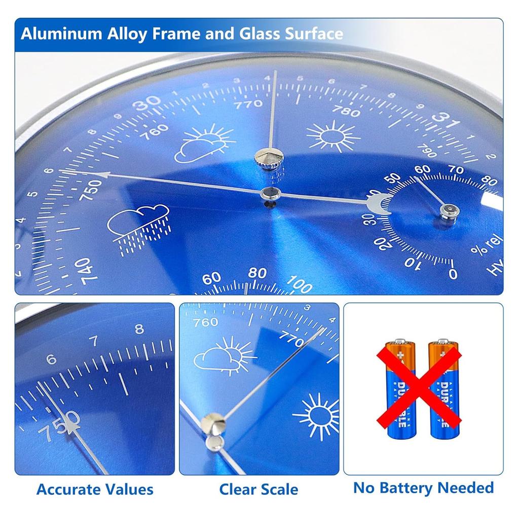 Wisząca na ścianie Stacja Pogodowa 3 w 1 Barometr, Termometr, Barometr, Higrometr, Dokładna Stacja Pogodowa do Domu i Biura, Wewnątrz i na Zewnątrz