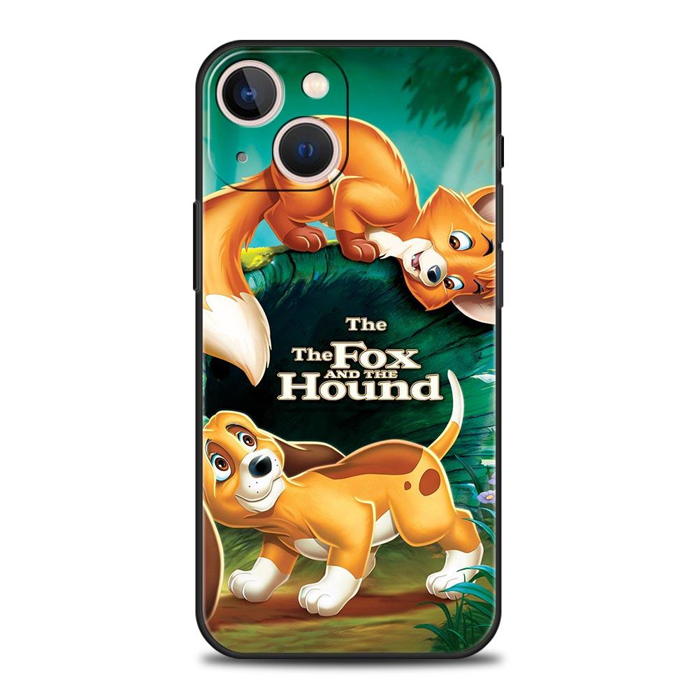 

Милый роскошный чехол для телефона «Лиса и гончая» для iPhone 13 14 Mmini 11 12 Pro Max 7 8 Plus SE X XR XS мягкий черный чехол Fundas iPhone 13Pro Max