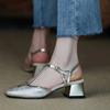 Baotou Women Chunky Square Toe Shoes Autumn Fashion Sexy Sandals 2025 New Trend Dress Shoes Pumps Slingback Casual Female