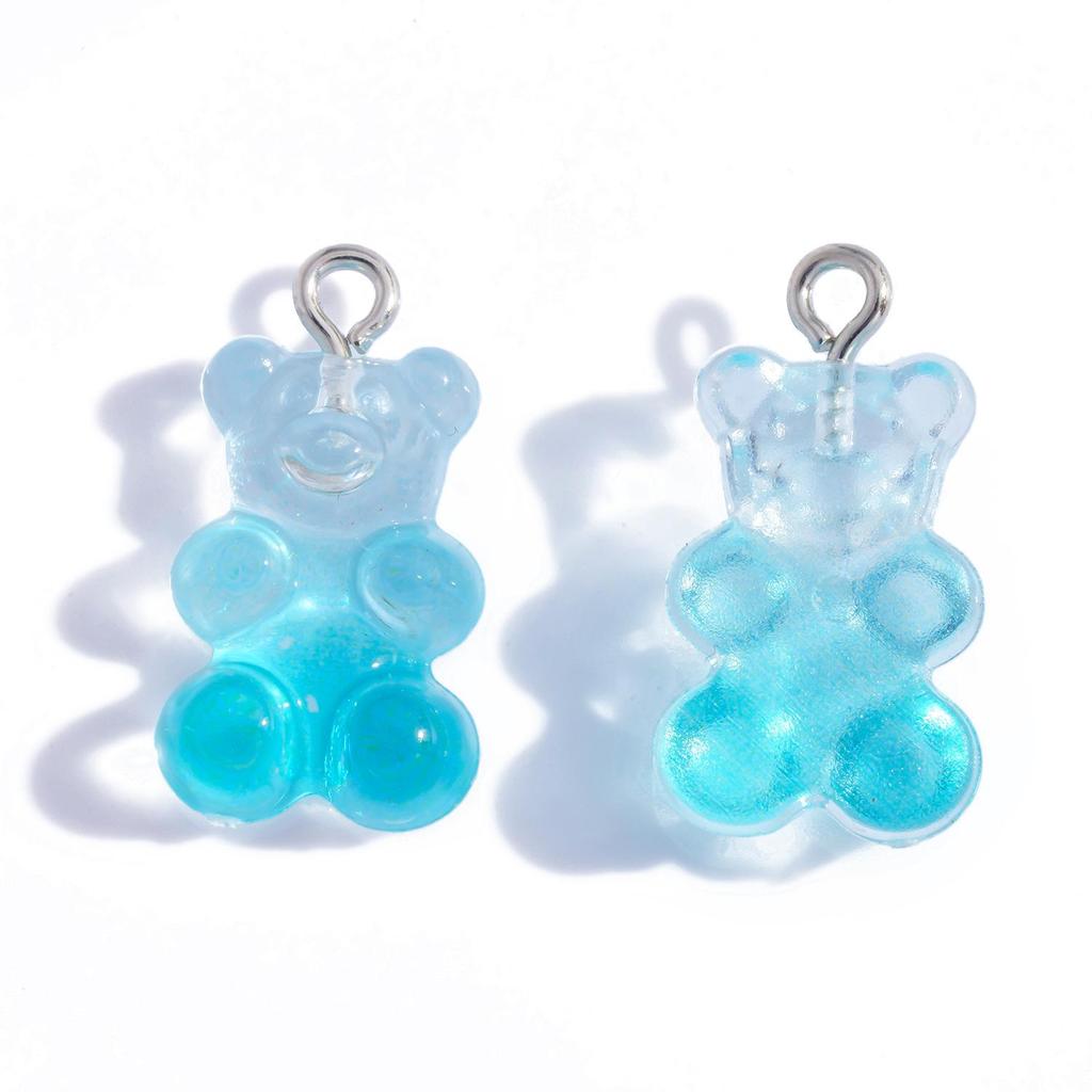 Colorful Transparent Bear Resin Pendant for DIY Jewelry and Keychains
