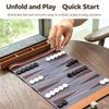 Flexible Backgammon Game Set with PU Playing Board and Acrylic Counters, Elastic Storage Closure for Camping, Commutes, and Indoor Play