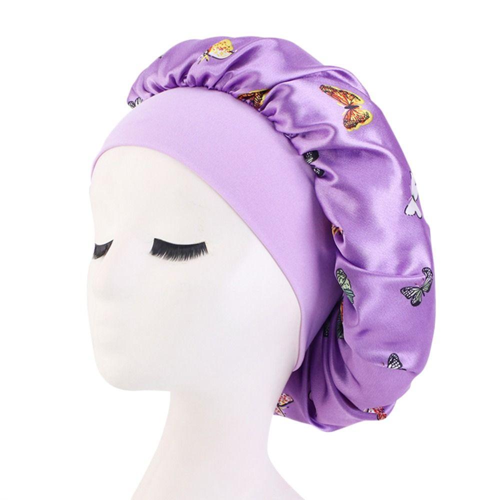Wide Brim Sleeping Cap Satin Make-up Cap Fashion Turban Hat for Women
