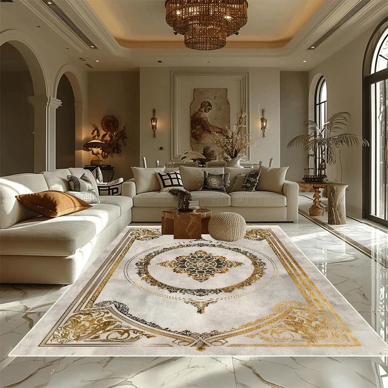 Luksusowy Złoty Duży Rozmiar Dywan do Salonu Dekoracja Domowa Sofa Stół Obok Dywany Sypialnia Hotel Hol Antypoślizgowe Maty Podłogowe tapete