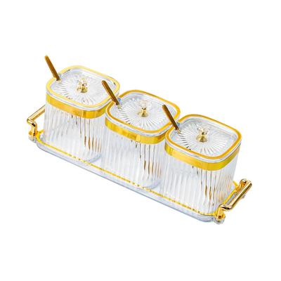 Condiment Jar Condiment Box Sturdy with Lids and Spoons,Seasoning Box Condiment Canisters for Pepper Sugar