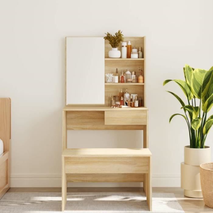 Dressing Table with Mirror Sonoma Oak 74.5x40x141 Cm