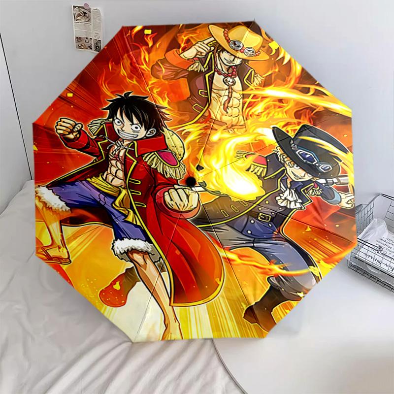 1 Stück Automatischer Faltregenschirm - Monkey D. Luffy Muster Tragbares faltbares Design mit 8 Speichen Weihnachts-Geburtstagsgeschenke