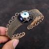 Blue Color Evil Eye Bangle Copper Wire Wrapped Cuff Bracelet Gemstone Adjustable Cuff Handmade Copper Jewelry Unique Bangle Anniversary Gift