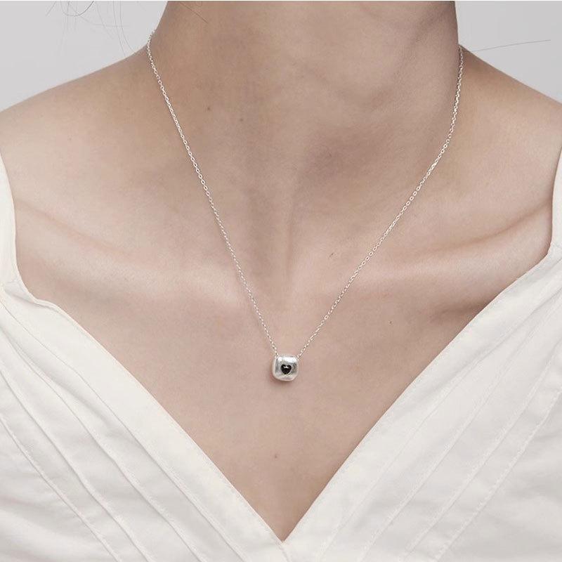 Square Love Necklace Small Black Love Necklace INS Sweater Chain Minimalist Necklace