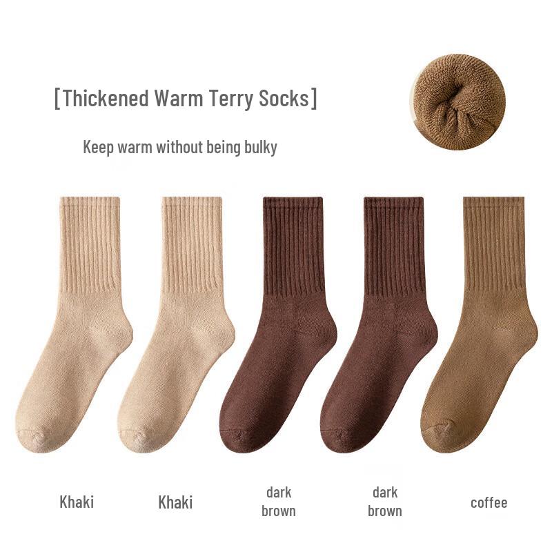 Yu Zhaolin Women s Thickened Terry Mid-Calf Socks One Size