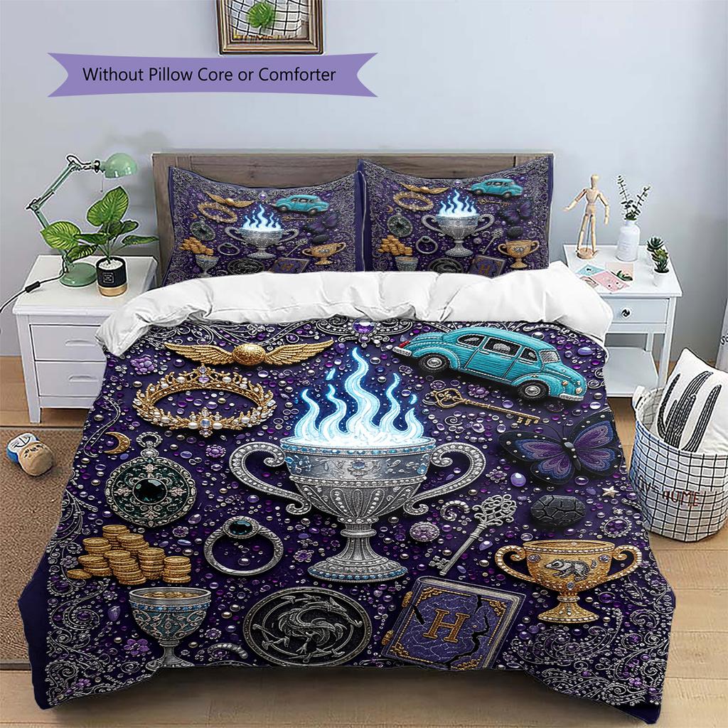 Diamond Embroidery Style Pattern Bedding Quilt Set Home Decoration Gift (1 * duvet cover + 2 * pillowcase without core)