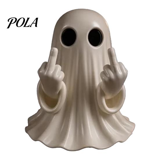 Spooky Cute Home Decor Halloween Ghost Figurine, Funny Middle Finger Statue, Table Decorations, Cartoon Modern Resin Holiday Desktop Ornament