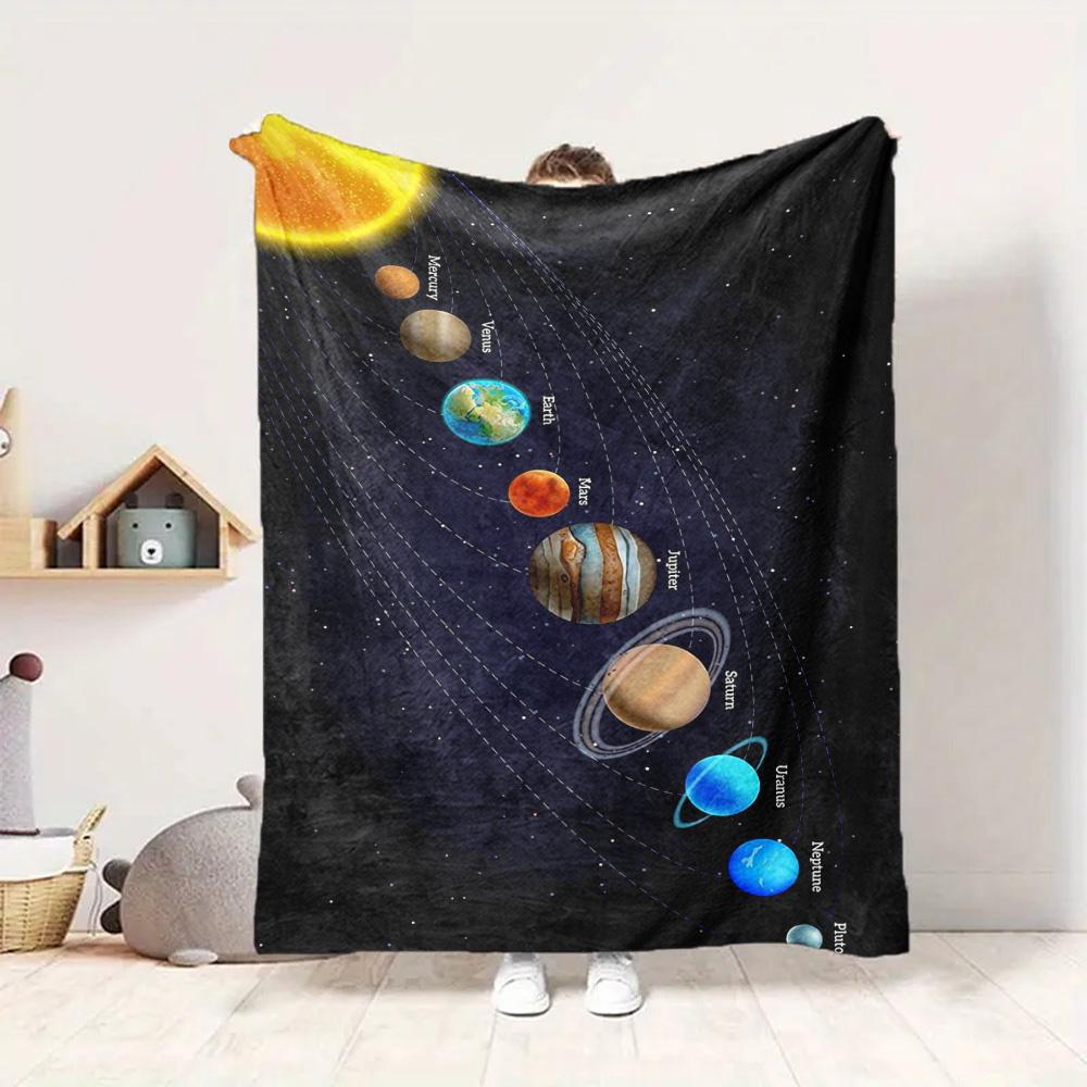 Solar System Flannel Blanket Throw Blanket Soft Warm Sofa Bed Camping Car home Decor Unique Christmas Gift C9302231