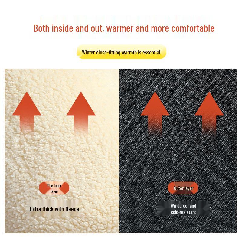 Women's High-Waisted Lambswool Cotton Fleece-Lined Winter Leggings, Extra Thick Warm Plus Size Pants