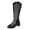 White Boots Women's 2025 New Breathable Hollow Mesh Boots Summer Thin Mesh Boots Thin Boots Knight Boots