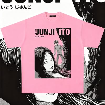 Ito Junji Comic Grafikdruck Herbst Reine Baumwolle Herren- und Damen-T-Shirt Kurzarm Street Fashion Trend Kleidung Drak Style