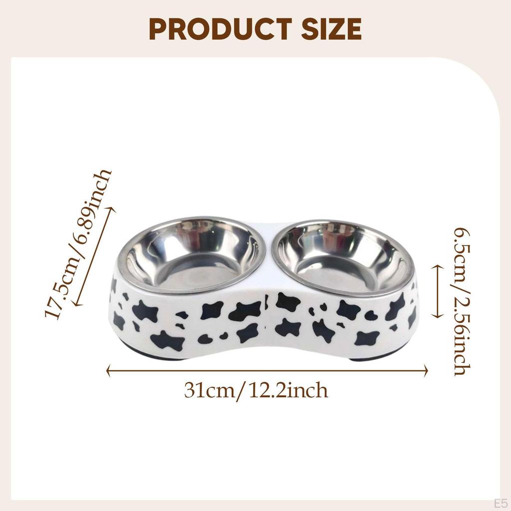Cat Bowl Double Feeding Station Stainless Steel with Separate Chambers And Stable