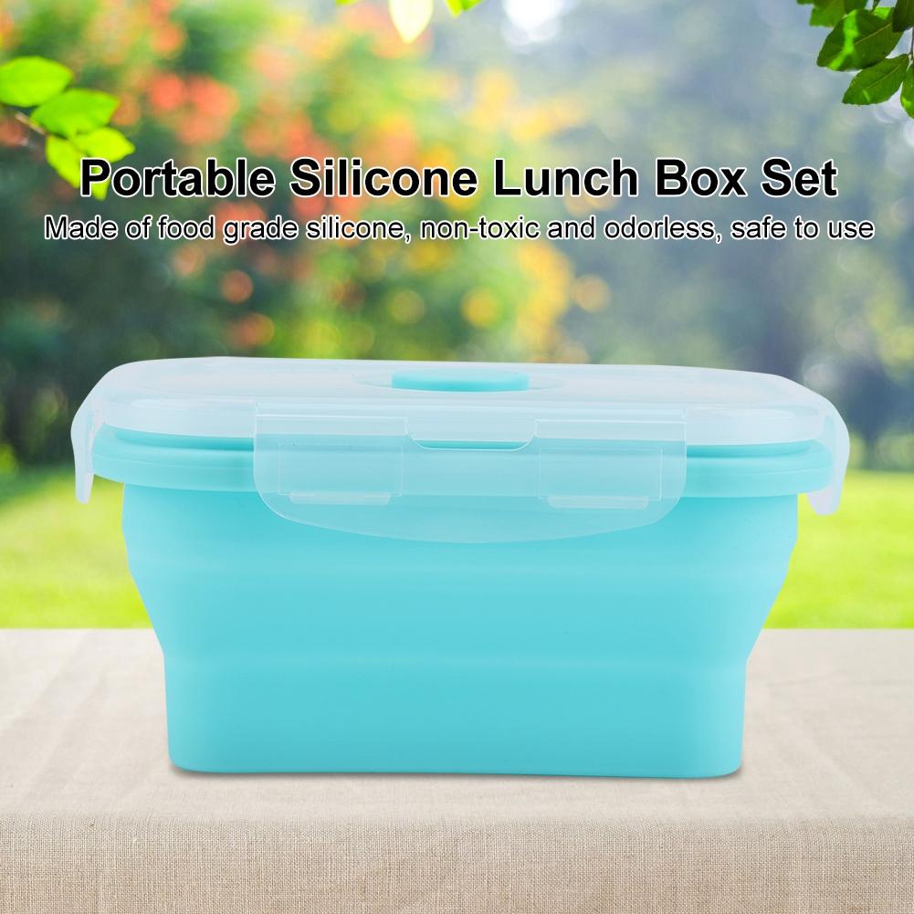 Scatola Pranzo Portatile in Silicone 4 Misure Pieghevole Sicura per Microonde Contenitore per Alimenti