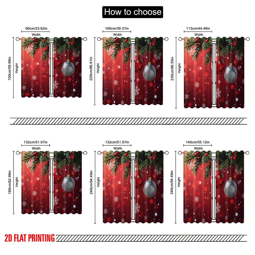 2pcs 2D Flat Printing Christmas Drapes Snowflake Christmas Machine Washable Polyester Without Electricity Holiday Decorations