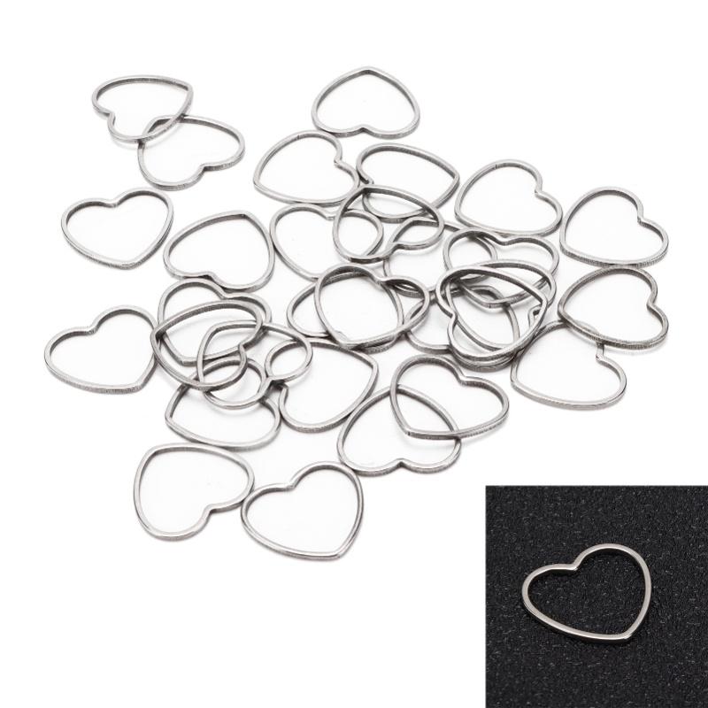 30 Stück Ohrring-Anhänger DIY Herzförmig Edelstahl Hohlrahmen Anhänger für Ohrring Halskette Armband Basteln