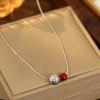 Dropshipping Silver Broken Ice Red Cinnabar Necklace for Women with Light Luxury Simple Sweater Chain