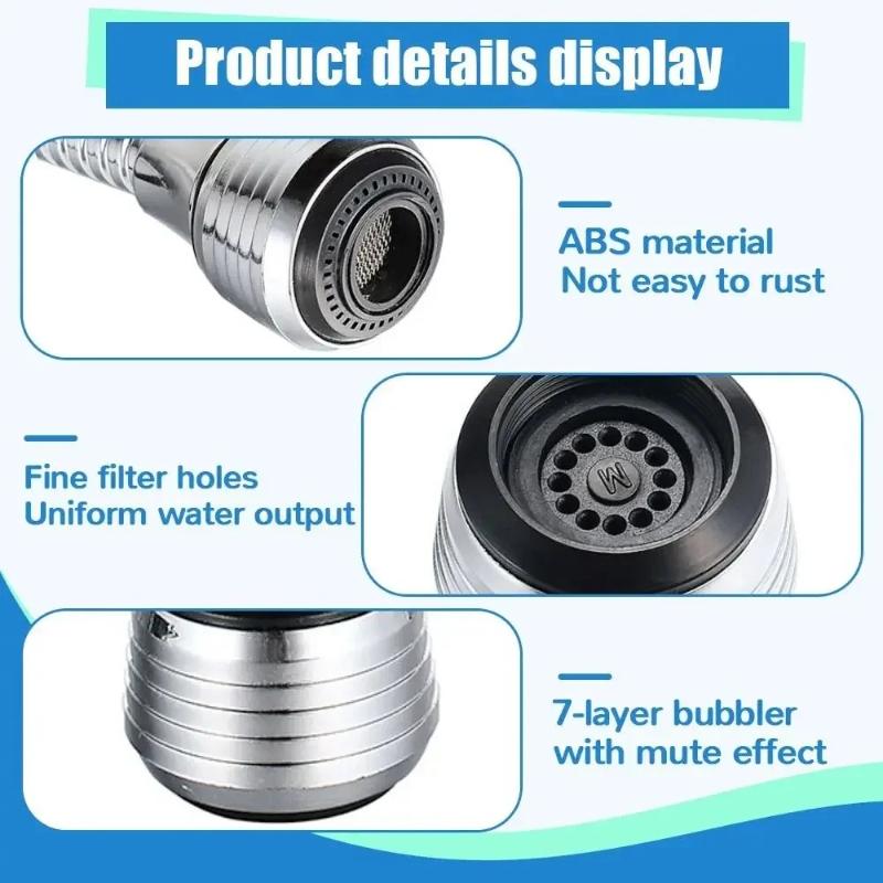 360 ° Adjustment Kitchen Sink Faucet Extender Filter Spray Dual-mode Water-saving Pressurizer Household Bathroom Tool