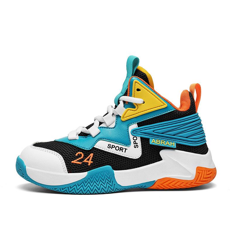 Boys' children's sports shoes Boys' basketball shoes 6-15 years old Mesh breathable student sneakers Non-slip and wear-resistant running shoes