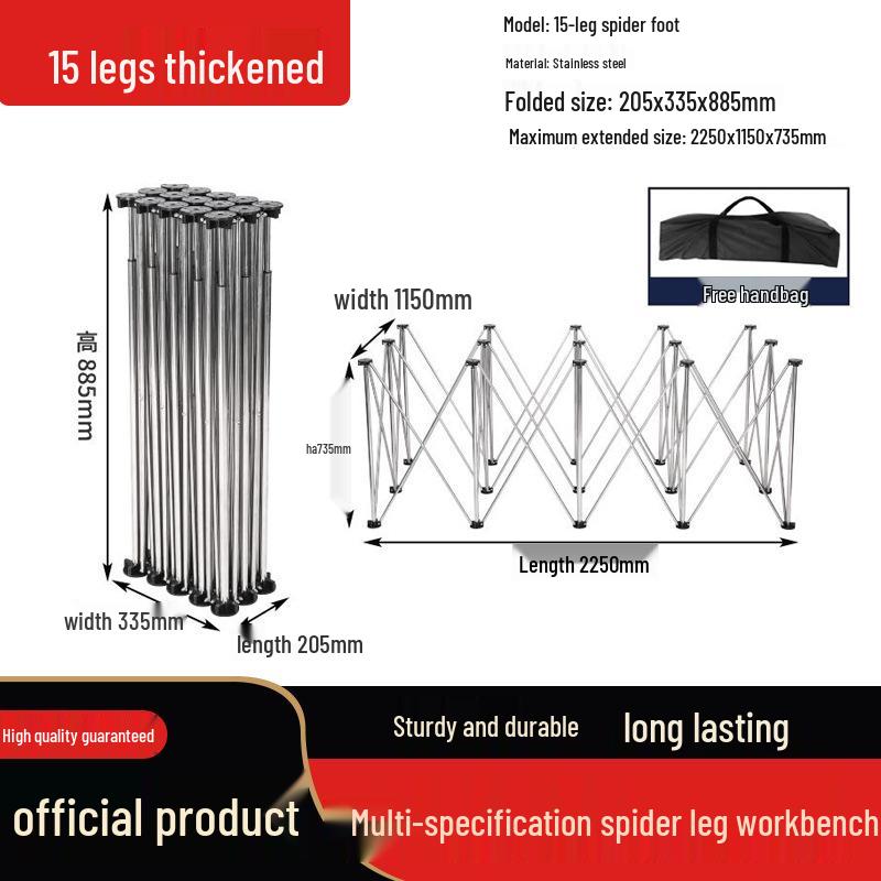 Spider Leg Foldable Multifunctional Woodworking Table with Stainless Steel Stand